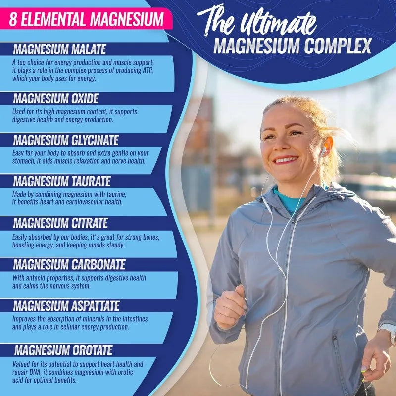 Magnesium Complex 90 Capsules - Bone, Muscle & Heart Health Supplement, Sleep Support,Muscle Relaxation,Stress & Anxiety Relief